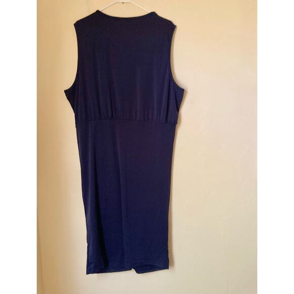 Shein Curve Women's Dress Size 4XL Dark Navy Blue Gathered Knee Length NWOT - Picture 5 of 8